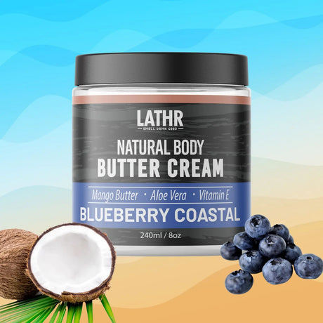 Body Butter Cream Blueberry Coastal 8oz LATHR Made In Canada